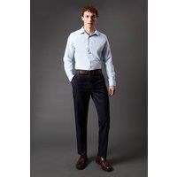 Mens Navy Twill Stretch Slim Fit Smart Trousers - 34R
