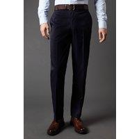 Mens Navy Twill Stretch Tailored Fit Smart Trousers - 36S