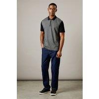Mens Black Dogtooth Zip Neck Polo Shirt - M