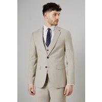 Mens Neutral Textured Slim Fit Suit Jacket - 46R