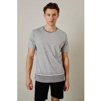 Mens Mid Grey Feeder Stripe T-Shirt - M