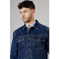 Mens Rinse Wash Denim Jacket - Dark Blue - S