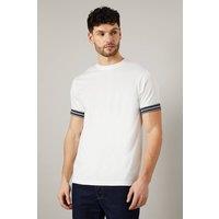 Mens Burton 1904 White Mercerised Tipped T-Shirt - M