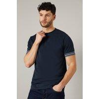 Mens Navy Burton 1904 Mercerised Tipped T-Shirt - M