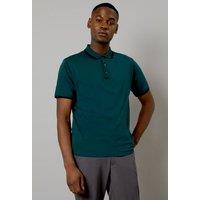 Mens Burton 1904 Jade Green Mercerised Tipped Polo Shirt - L