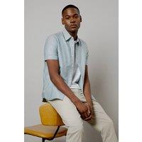Mens Green Oxford Short Sleeve Shirt - S