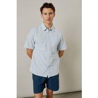 Mens Light Blue Oxford Stripe Short Sleeve Shirt - Xxl