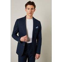 Mens Navy Linen Slim Fit Suit Jacket - 38R