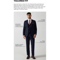 Mens Black Herringbone Tailored Fit Suit Trousers - 30R