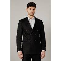 Mens Black Herringbone Double Breasted Blazer - 36R