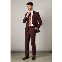 Mens Claret Burgundy Slim Fit Suit Trousers - 36R