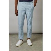 Mens Light Blue Linen Slim Fit Suit Trousers - 30R