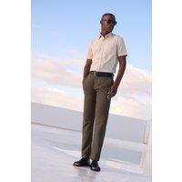 Mens Khaki Linen Slim Fit Suit Trousers - 36S