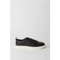 Mens Black Smart Faux Leather Trainers - 10