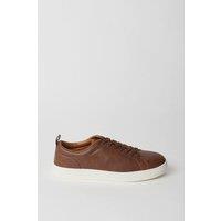 Mens Brown Smart Faux Leather Trainers - 9