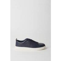 Mens Navy Smart Faux Leather Trainers - 10