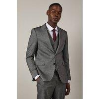 Mens Grey Tweed Look Herringbone Slim Fit Suit Jacket - 40S