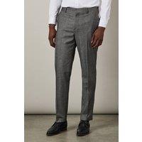Mens Grey Tweed Look Herringbone Slim Fit Trousers - 32S
