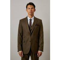 Mens Khaki Tweed Look Tailored Fit Suit Jacket - 40S