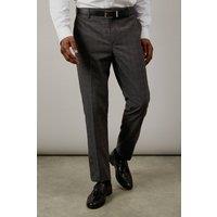 Mens Charcoal Prince Of Wales Check Slim Fit Trousers - 34R