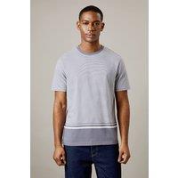 Mens Blue Feeder Stripe T-Shirt - Airforce Blue - L