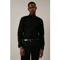 Mens Black Wing Collar Bib Front Slim Fit Long Sleeve Dress Shirt - 17 In