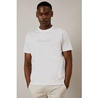 Mens White Block Print T-Shirt - M