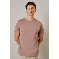 Mens Rose Pink Plain Crew Neck T-Shirt - L
