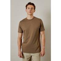 Mens Mocha Brown Plain Crew Neck T-Shirt - M