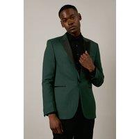 Mens Dark Green Tailored Fit Peak Collar Tuxedo Jacket - 44R