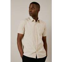 Mens Off White Fine Stripe Short Sleeve Shirt - L