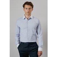 Mens Blue Contrast Collar Stretch Tailored Fit Shirt - 16.5 In