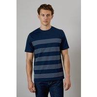 Mens Navy Placement Stripe T-Shirt - M