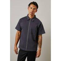 Mens Navy Short Sleeve Zip Through Jersey Shirt - Xl