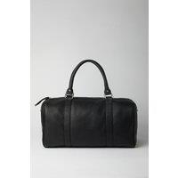 Mens Black Grain Faux Leather Holdall Bag - One Size