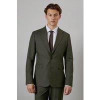 Mens Khaki Textured Stretch Slim Fit Suit Jacket - 44R