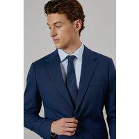 Mens Mid Blue Textured Stretch Slim Fit Suit Jacket - 40S