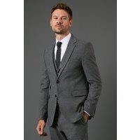 Mens Charcoal Tweed Look Slim Fit Suit Jacket - 38S