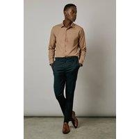 Mens Tan Easy Iron Slim Fit Long Sleeve Shirt - 15.5 In