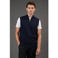 Burton Men Navy Zip Neck Knitted Tank | Size: large