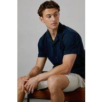 Mens Navy Short Sleeve Revere Collar Jersey Shirt - Xl