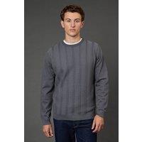 Burton Men Charcoal Cable Crew Neck Jumper | Size: Small