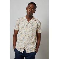 Mens Cream Sunrise Camo Print Short Sleeve Shirt - L