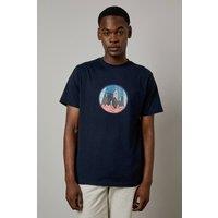 Mens Navy Sunset Logo Print T-Shirt - M