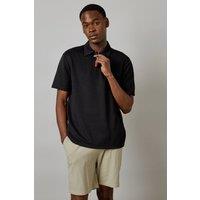 Mens Black Textured Zip Neck Polo - Xl