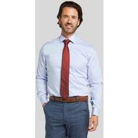 Double TWO Men Blue Non-Iron Pure Cotton Twill Shirt | Size: 18.5 in
