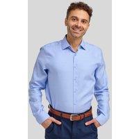 Double TWO Men Tailored Fit Pale Blue Herringbone Weave Cotton Shirt | Size: 15.5 in