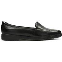 Clarks Women Georgia Loafer Black Leather Slip Ons | Size: 6.5-Extra Wide Fit