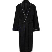 Savile Row Company London Men Supersoft Fleece Rope Edge Dressing Gown in Black | Size: 2X-large