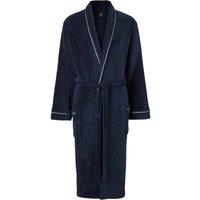Savile Row Company London Men Supersoft Fleece Rope Edge Dressing Gown in Navy | Size: large